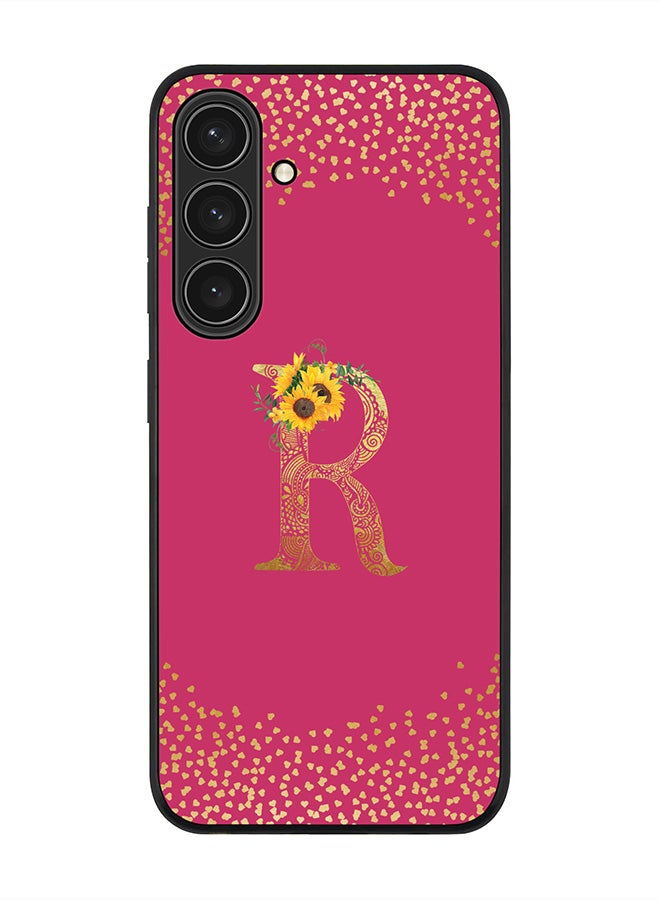 Stylizedd For Samsung Galaxy S25+ / S25 Plus 5G Case,Slim fit Camera Protection, Shockproof Thin Phone cover  - Custom Floral Monogram - R ( Deep Pink ) - Image 1