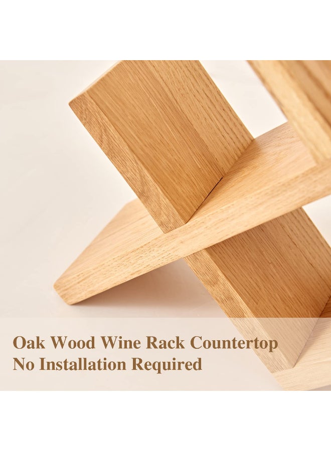 Solid Oak Wood Countertop Wine Rack, 4-Bottle Holder - Image 4