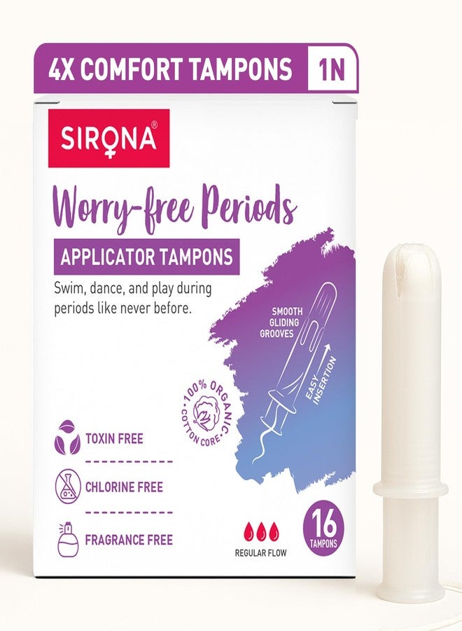 Sirona Regular Flow Tampons with Applicator - 16 Pieces | Made in Europe | Ultra Soft & Comfortable | Highly Absorbent | BPA Free | FDA Approved - Image 1