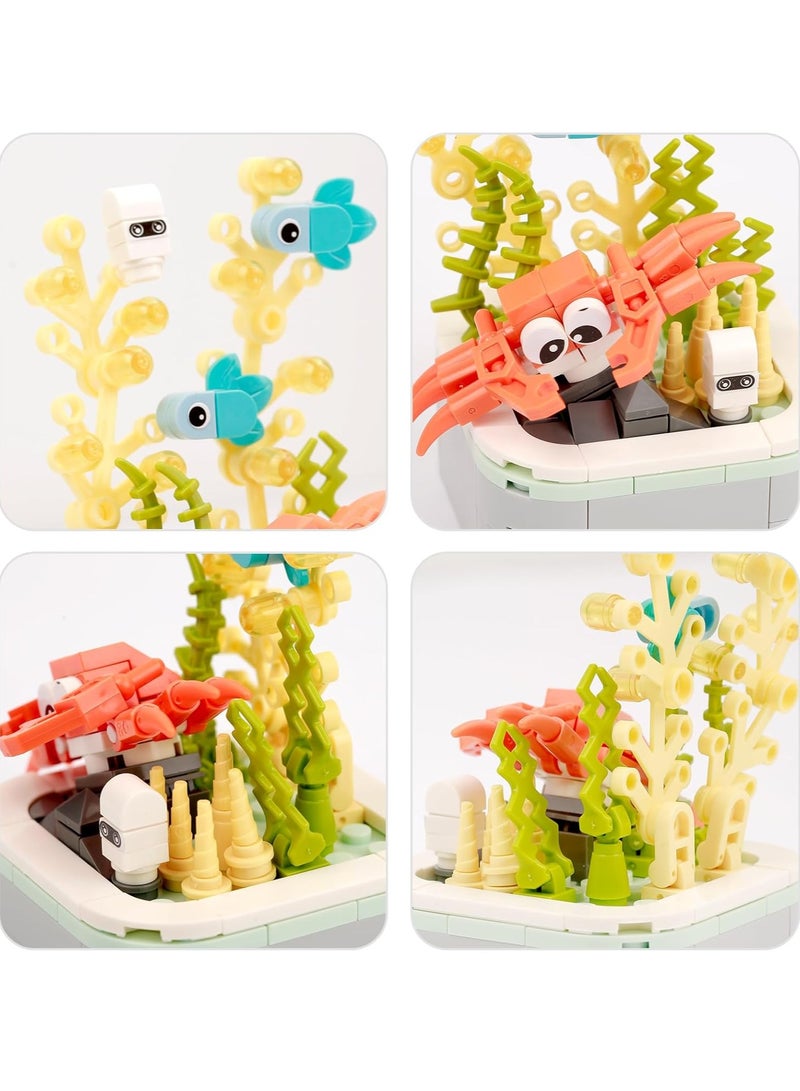 Educational Assembly Toys, Potted Plant Theme Building Block Toys, Creative Gift Desktop Ornaments Suitable For Children And Adults, Boys And Girls Over 3 Years Old (Crab potted plants 145pcs) - Image 2