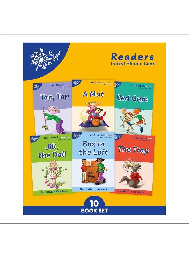 Phonic Books Dandelion Readers Set 2 Units 1-10 (Alphabet code blending 4 and 5 sound words): Decodable books for beginner readers Alphabet code blending 4 and 5 sound words - Image 1