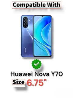 Generic For Huawei Nova Y70 Flip Full Leather Wallet Card Slot Case with Kickstand,with Strap Magnetic Closure,Included Internal Tpu Silicone Case,High Protective Huawei Nova Y70 (6.75") (Blue)  - Image 4