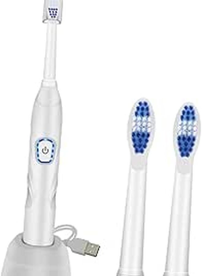 USB Rechargeable Electric Toothbrush Vibration Cleaning White Set for Home Use - Image 1
