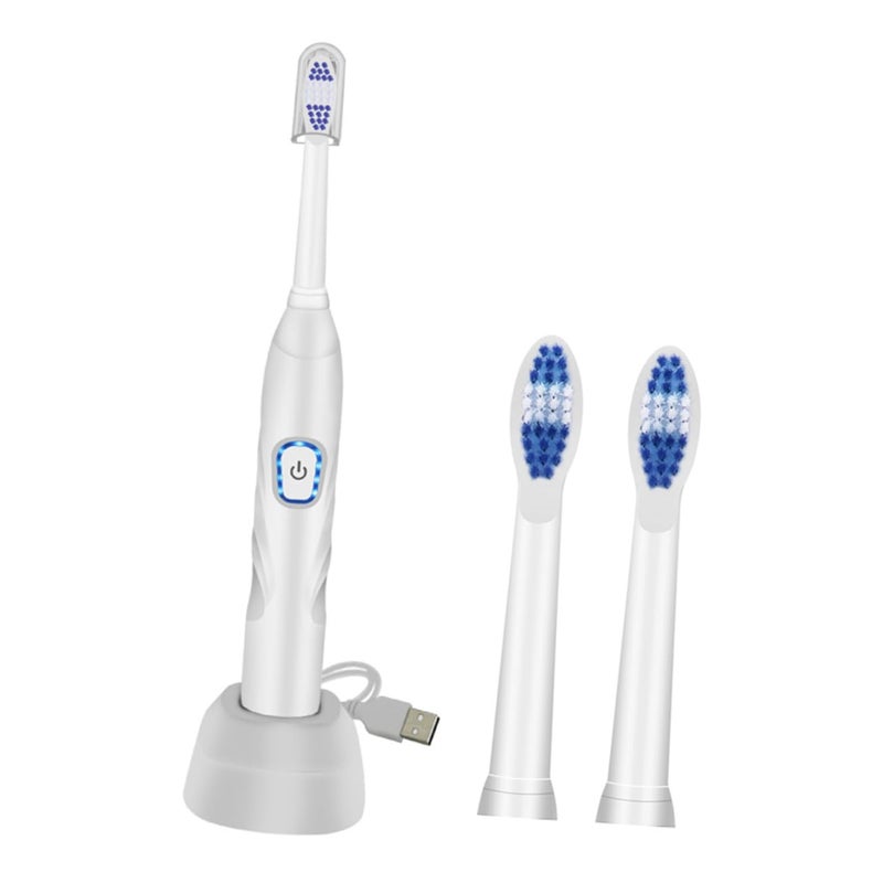 USB Rechargeable Electric Toothbrush Vibration Cleaning White Set for Home Use - Image 2