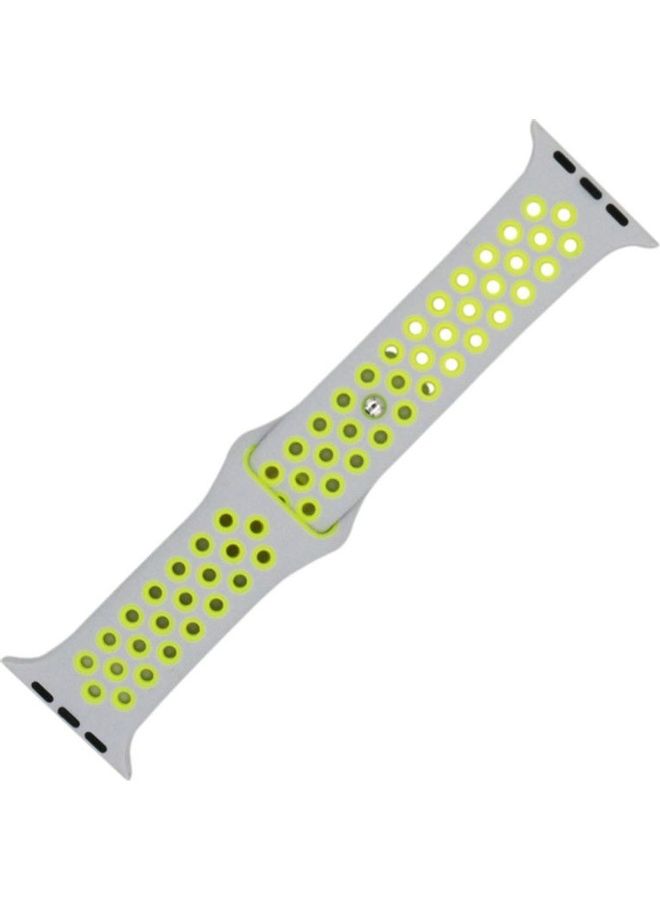 HuHa Replacement Strap Watchband For Apple Watch Series 7 45mm / 6 / SE / 5 / 4 44mm / 3 / 2 / 1 42mm Silver/Neon - Image 1