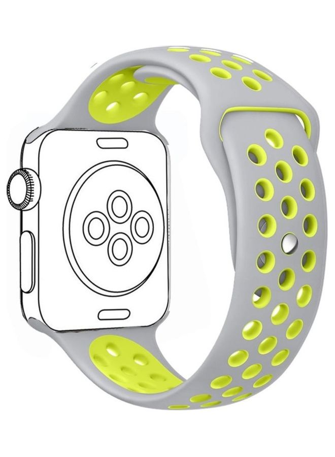 HuHa Replacement Strap Watchband For Apple Watch Series 7 45mm / 6 / SE / 5 / 4 44mm / 3 / 2 / 1 42mm Silver/Neon - Image 2