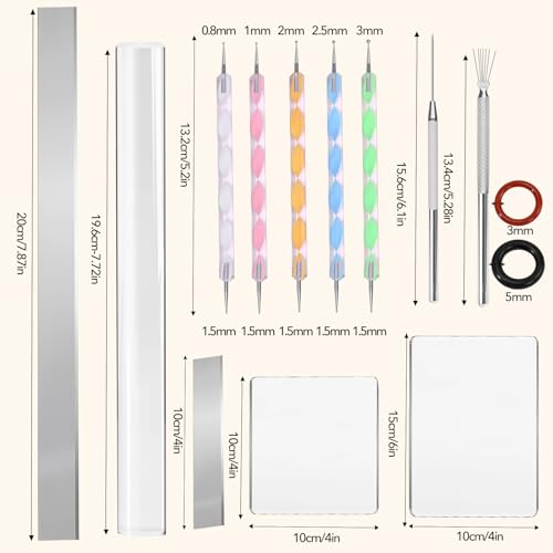 Wolwefa Polymer Clay Tools, Acrylic Clay Roller Pin, Polymer Clay Cutters Tools, Clear Rectangle Sheet Press Board Wire Texture Set Needle Detail Modelling Supplies - Image 2