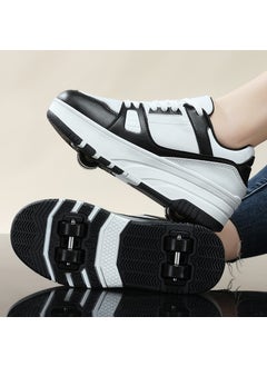 Kids Transformable 2-in-1 Roller Sneakers 2309 black and white four-wheel ultra-light