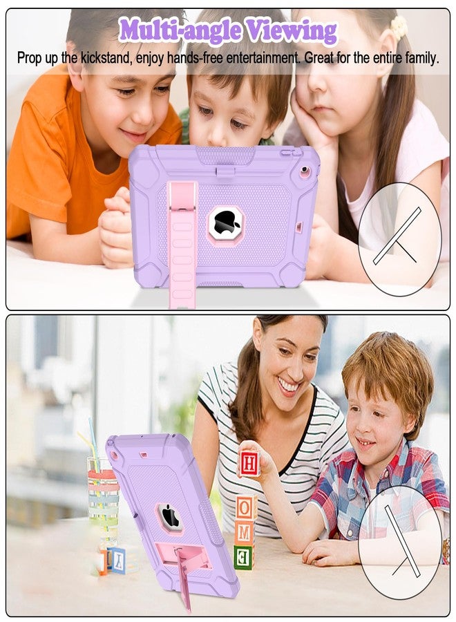LTROP Case for iPad 9th 8th 7th Generation 10.2-Inch (2021/2020/2019) - Rugged Shockproof Protective Cover with Kickstand for iPad 9 8 7 Gen for Kids, Purple/Pink - Image 5