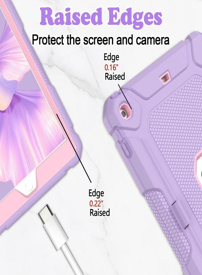 LTROP Case for iPad 9th 8th 7th Generation 10.2-Inch (2021/2020/2019) - Rugged Shockproof Protective Cover with Kickstand for iPad 9 8 7 Gen for Kids, Purple/Pink - Image 4