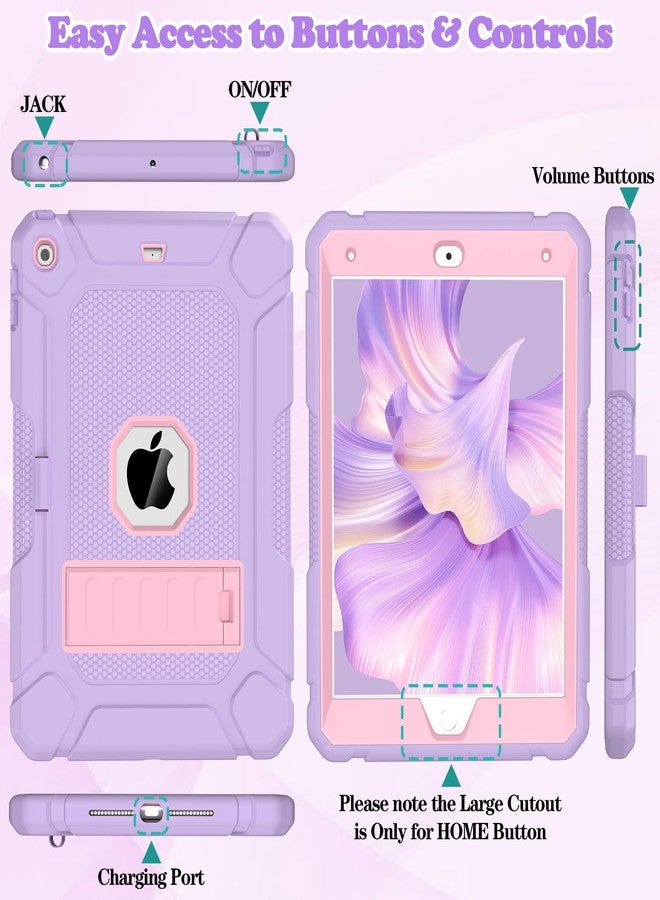 LTROP Case for iPad 9th 8th 7th Generation 10.2-Inch (2021/2020/2019) - Rugged Shockproof Protective Cover with Kickstand for iPad 9 8 7 Gen for Kids, Purple/Pink - Image 3