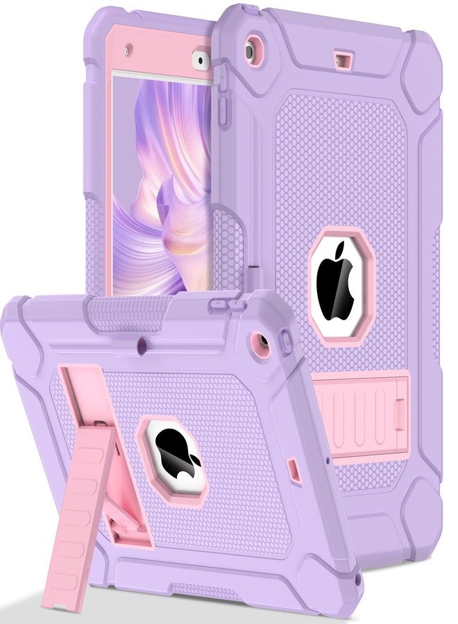 LTROP Case for iPad 9th 8th 7th Generation 10.2-Inch (2021/2020/2019) - Rugged Shockproof Protective Cover with Kickstand for iPad 9 8 7 Gen for Kids, Purple/Pink - Image 1
