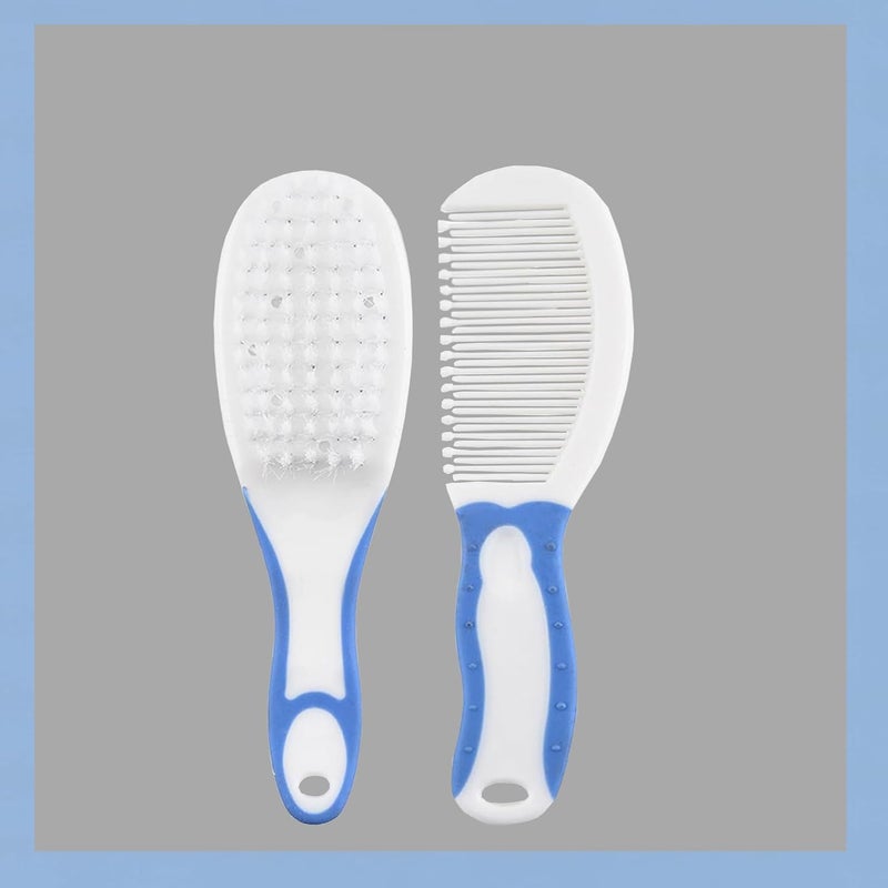 Joy Buzz Baby Brush and Comb Set, Newborn Essentials Set with Baby Comb and Soft Bristle Hair Brush for Your Toddler’s Scalp (Blue) - Image 1