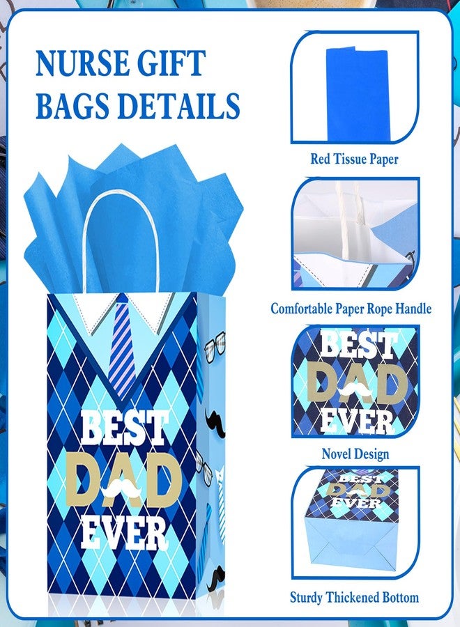 HOWAF 12pcs Father’s Day Gift Bags, Dad’s Day Party Favor Treat Bags for Fathers’ Day Party Supplies, I Love You Daddy Papa Paper Candy Bag, Feliz Dia Del Padre Goodie Bag with Tissue Paper - Image 3