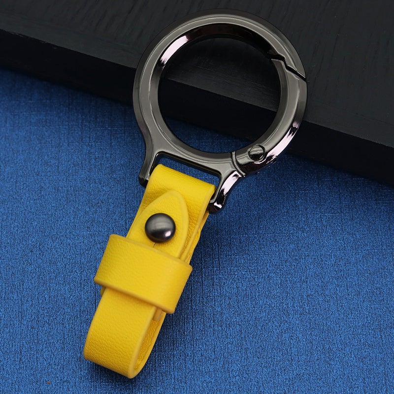 Mens business car key chain multi-function anti-lost waist hanging zinc alloy key rope high-grade leather key chain Gray+silver - Image 4