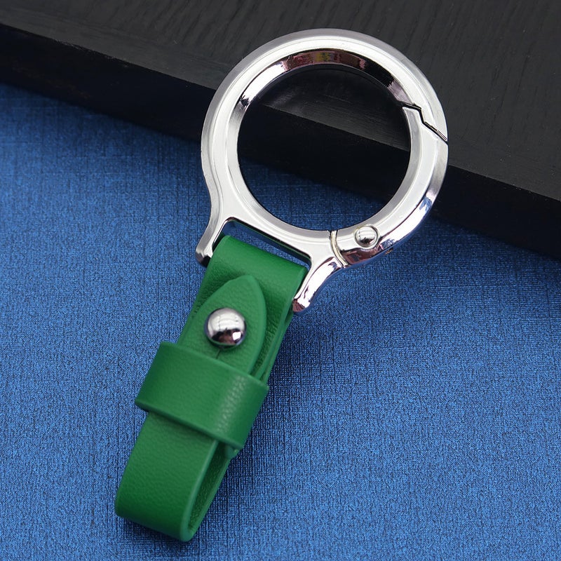 Mens business car key chain multi-function anti-lost waist hanging zinc alloy key rope high-grade leather key chain Gray+silver - Image 5