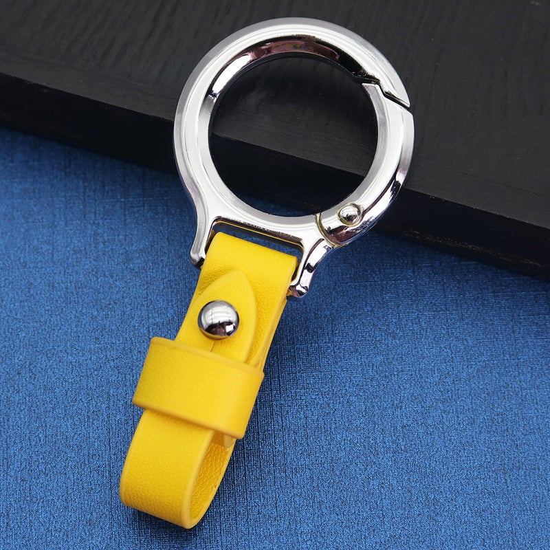 Mens business car key chain multi-function anti-lost waist hanging zinc alloy key rope high-grade leather key chain Gray+silver - Image 3