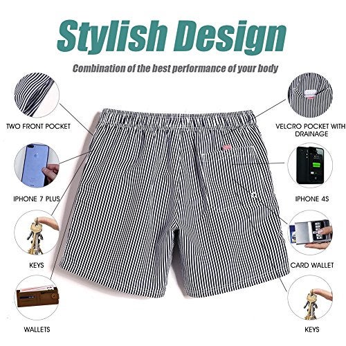 maamgic Men's 7 Inch Bathing Suits with Mesh Lining Grey-54655 Medium - Image 3