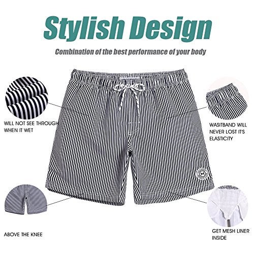 maamgic Men's 7 Inch Bathing Suits with Mesh Lining Grey-54655 Medium - Image 2