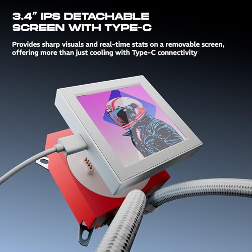daWg L240AIO, 240Mm AIO Cooler, 3.4" IPS Detachable Type C Screen, Support Sockets - LGA 2066/ 115X/ 1200/1700/ 1851 & AM4/AM5, 2500 RPM Pump, ARGB Sync, PWM Fans, Braided Tubing (White),Desktop - Image 4