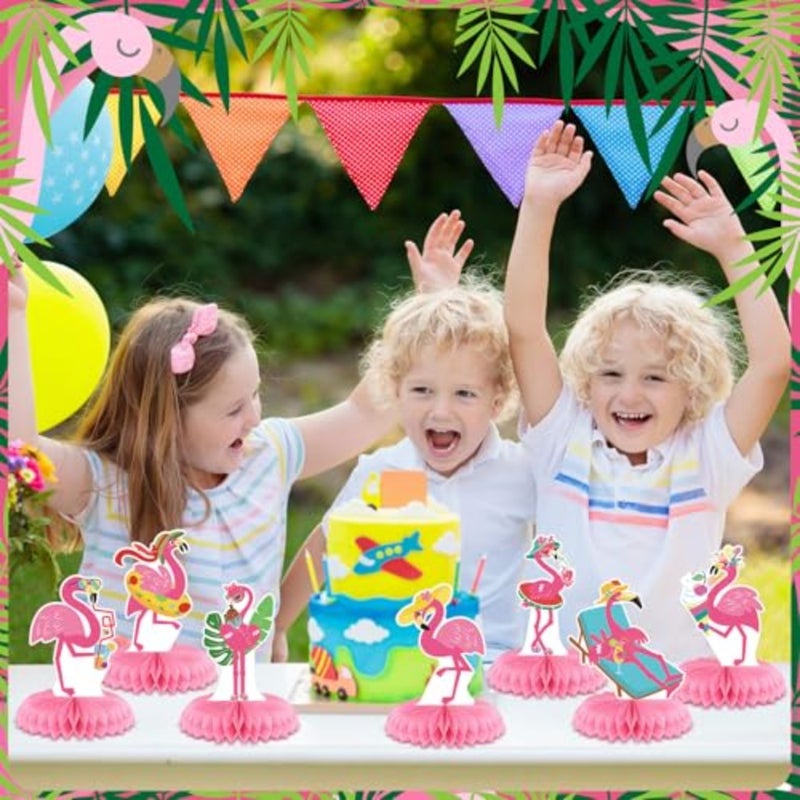 12 Pcs Flamingo Centerpieces for Tables Pink Flamingo Birthday Decorations Hawaii Luau Honeycomb Centerpieces Summer Tropical Aloha Table Toppers for Birthday Party Supplies - Image 5