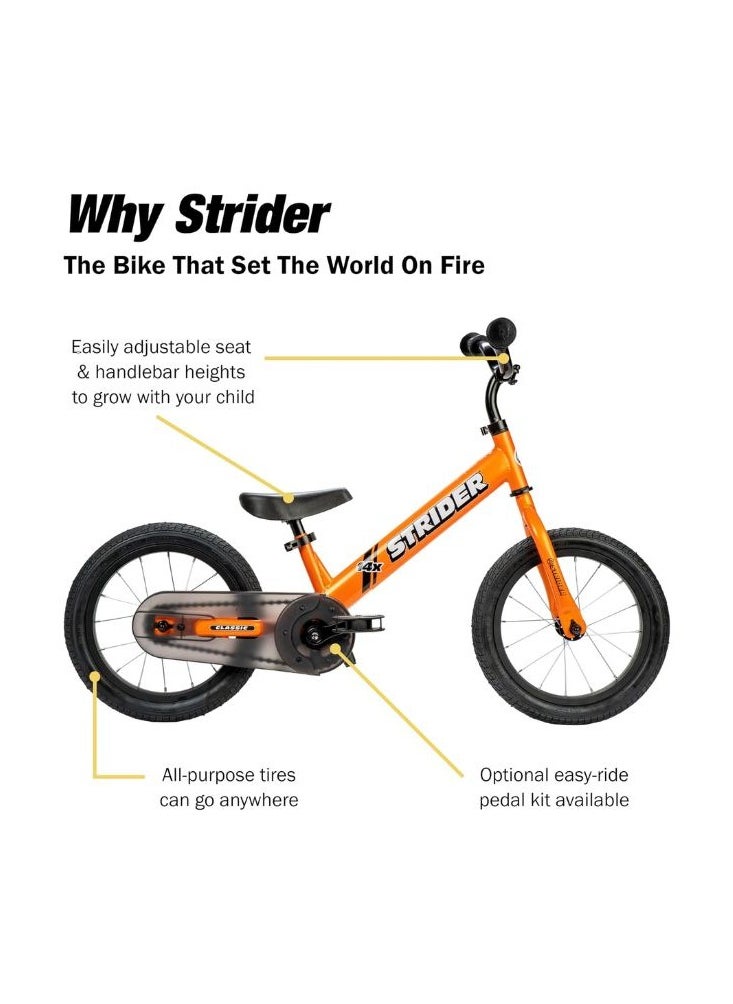 STRIDER Strider 14x Kids Balance Bike, No Pedal Training Bicycle, Lightweight Frame, Adjustable Seat and Handlebars, Optional Pedal Kit, for Children Ages 3 to 7 Years Old  Tangerine  - Image 2