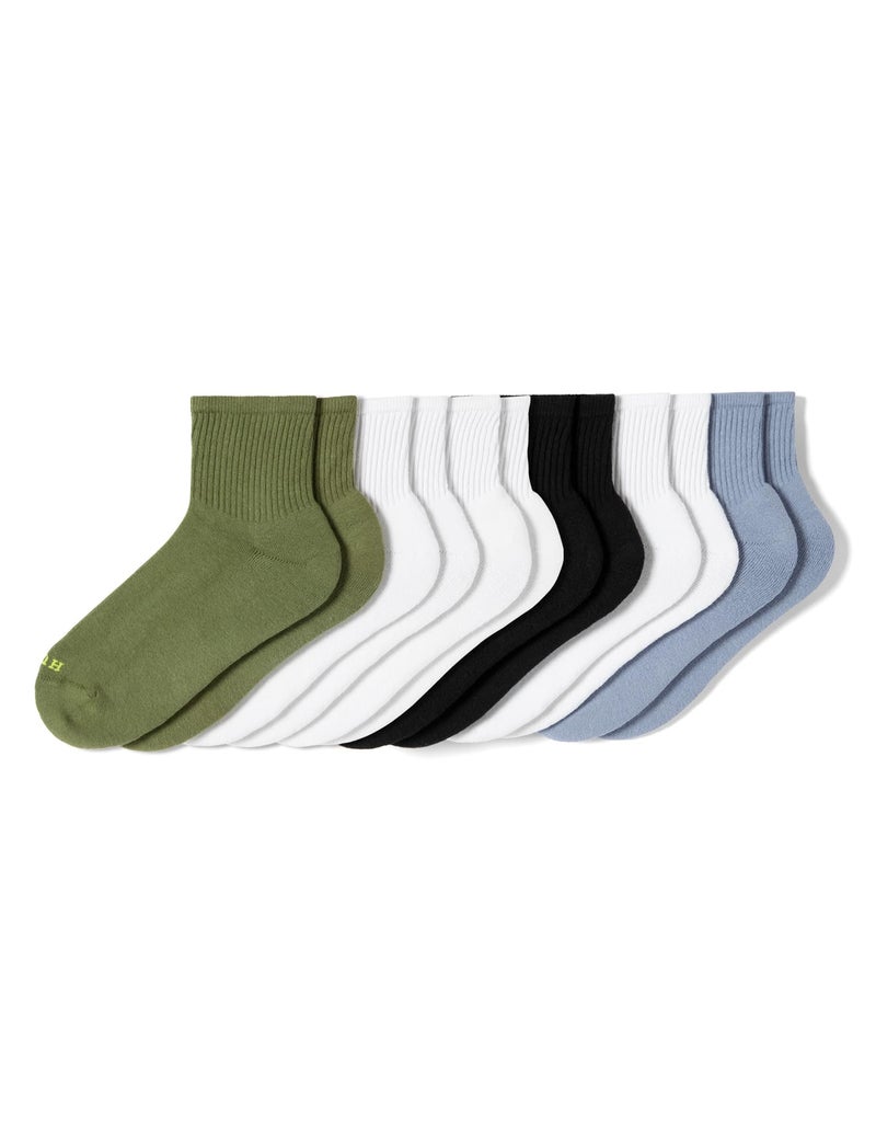 HUE Women's Cotton Mini Crew Socks - Size 6-10 - Ladies Athletic Cushioned Workout Socks (Olive - 6 Pair Pack) - Image 3