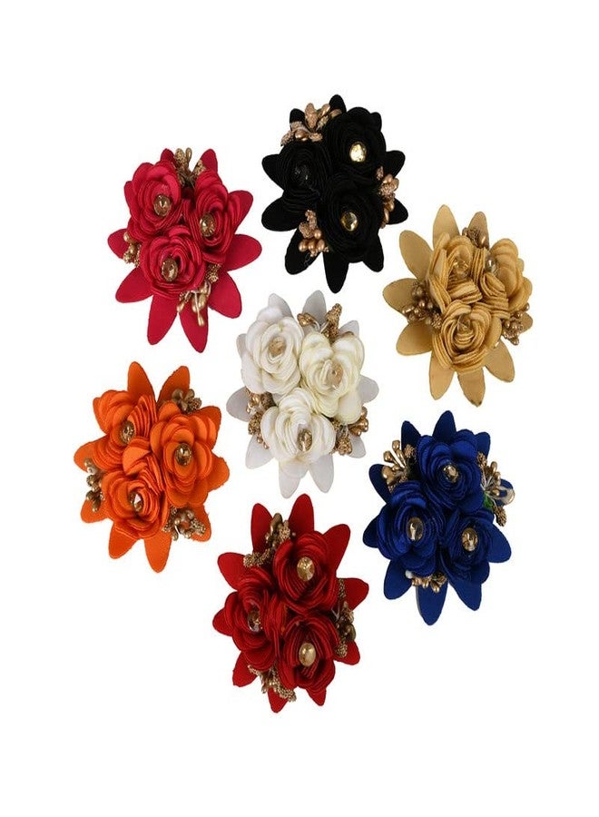 Decorama Artificial Fabric Rose Flowers with Buds and Stone for Home Decoration, Dress, Boutique, DIY Art Craft Blue (Pack of 12) - Image 2