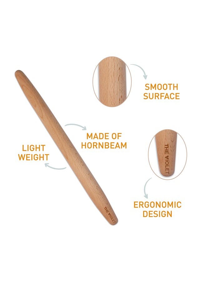 THE VIOLET Wooden French Rolling Pins for Baking, Fondant, Pasta, Dough, Pastry, Pizza, Cookies, Wood Rolling Pin, 17" Tapered Design - Essential Kitchen Tools (French 17 Inch) - Image 3