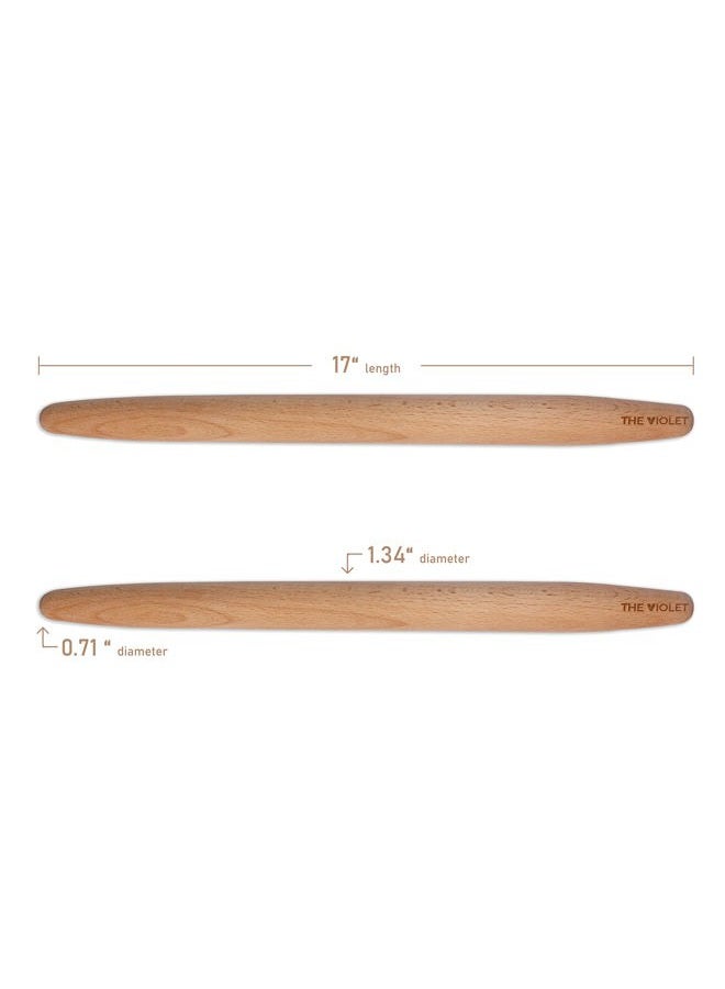 THE VIOLET Wooden French Rolling Pins for Baking, Fondant, Pasta, Dough, Pastry, Pizza, Cookies, Wood Rolling Pin, 17" Tapered Design - Essential Kitchen Tools (French 17 Inch) - Image 2
