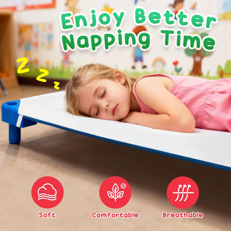 Comfyanno Cot Sheets for Daycare Standard Size - Fits 23" x 52" Cot, 10 Pack Bulk, Daycare Essentials, Soft & Comfortable Fitted Cot Cover, Preschool Kids Nap Time Sheets, Brushed Microfiber- White - Image 4