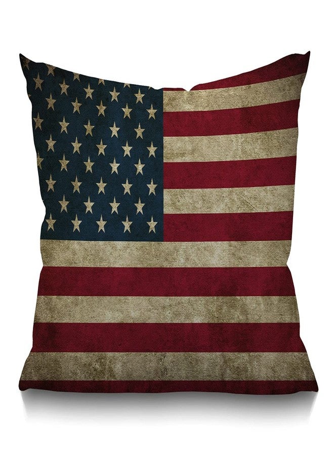 Smooffly Vintage American Flag Waist Lumbar Cotton Linen Throw Pillow case Cushion Cover for Sofa Home Decorative Oblong 12x20 Inches - Image 1