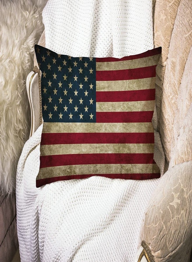 Smooffly Vintage American Flag Waist Lumbar Cotton Linen Throw Pillow case Cushion Cover for Sofa Home Decorative Oblong 12x20 Inches - Image 2