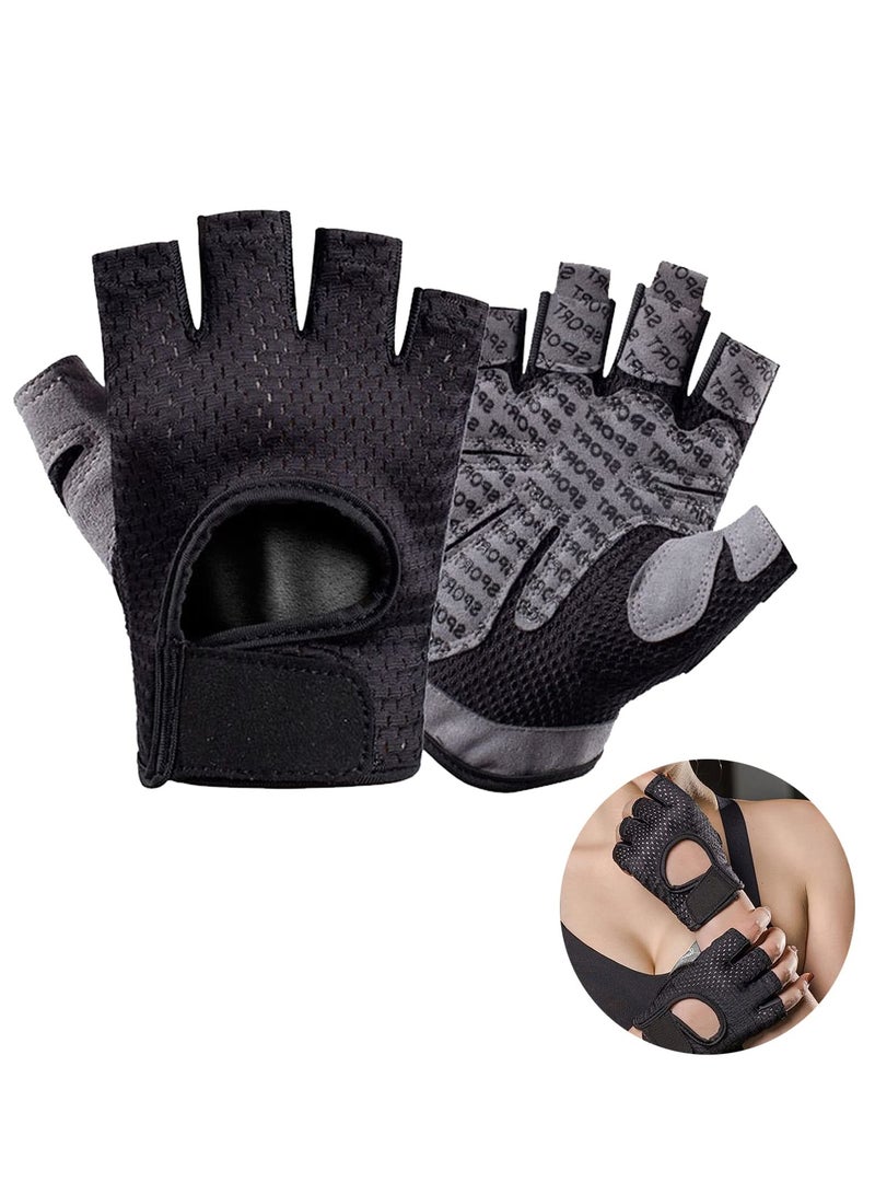 Gym Gloves Breathable Weight Lifting Gloves Training Gloves Full Wrist Support for Pull-ups Exercise Cycling Training Palm Protection Fingerless Workout Gym Gloves for Men Women (L) - Image 1