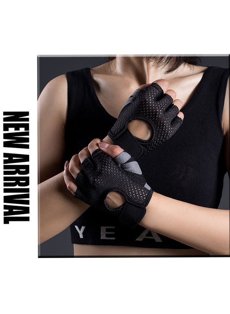 Gym Gloves Breathable Weight Lifting Gloves Training Gloves Full Wrist Support for Pull-ups Exercise Cycling Training Palm Protection Fingerless Workout Gym Gloves for Men Women (L) - Image 3
