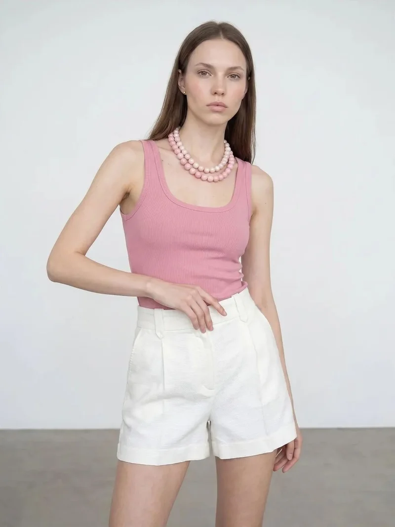 ديلفين Dilvin Slim Fit Sleeveless Jersey Cami Blouse