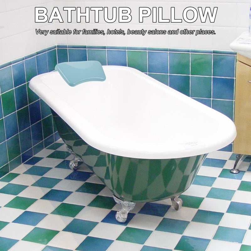 Soft PU Non Slip Sky Blue Bathtub Pillow Neck Cushion Head Rest Pad For Home Spa Relaxation - Image 4