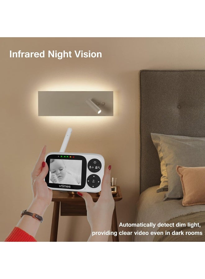 VTimes Baby Monitor with Camera and Audio, 3.2 Inch IPS Screen, Video Baby Monitor, No WiFi Night Vision, Portable Baby Camera, VOX Mode, Panoramic Alarm and Range - Image 5