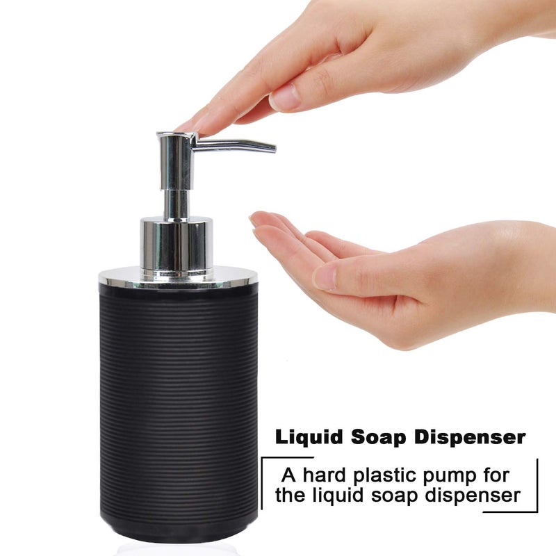 CERBIOR Bathroom Accessories Set 6 Piece Bath Ensemble Includes Soap Dispenser, Toothbrush Holder, Toothbrush Cup, Soap Dish for Decorative Countertop and Housewarming Gift, Black - Image 4