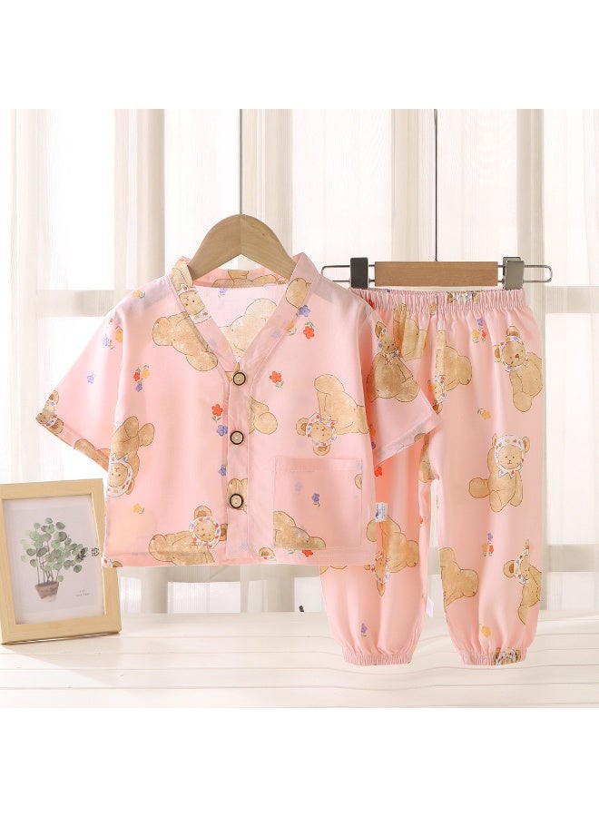 2-Piece Sets Summer Kids Sleepwear  Printed Short Sleeve Pants Cute Comfortable Loungewear Suits Night Clothes - Image 1