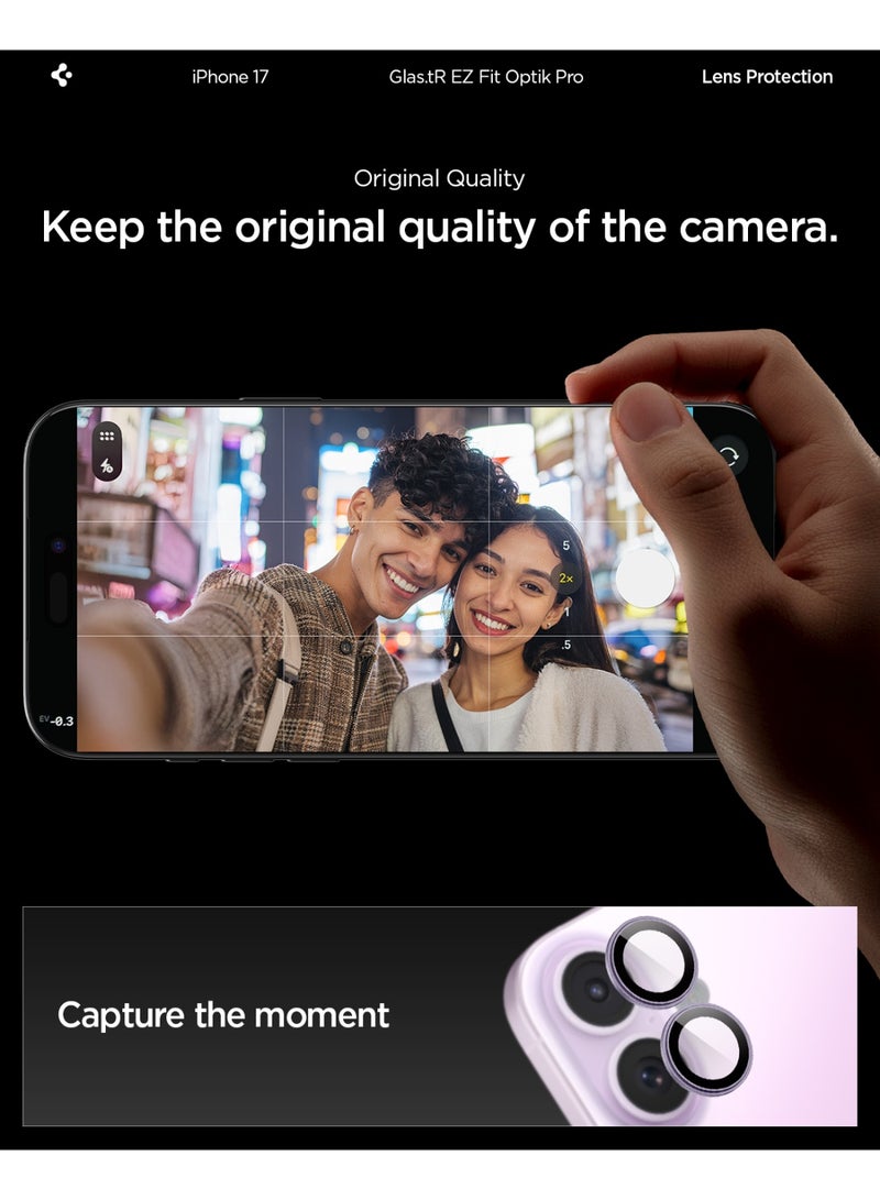 Spigen Camera Lens Protector [2 Pack] for iPhone 17 | iPhone 16 Plus | iPhone 16 GLAStR EZ-Fit Optik Pro  - Purple - Image 3