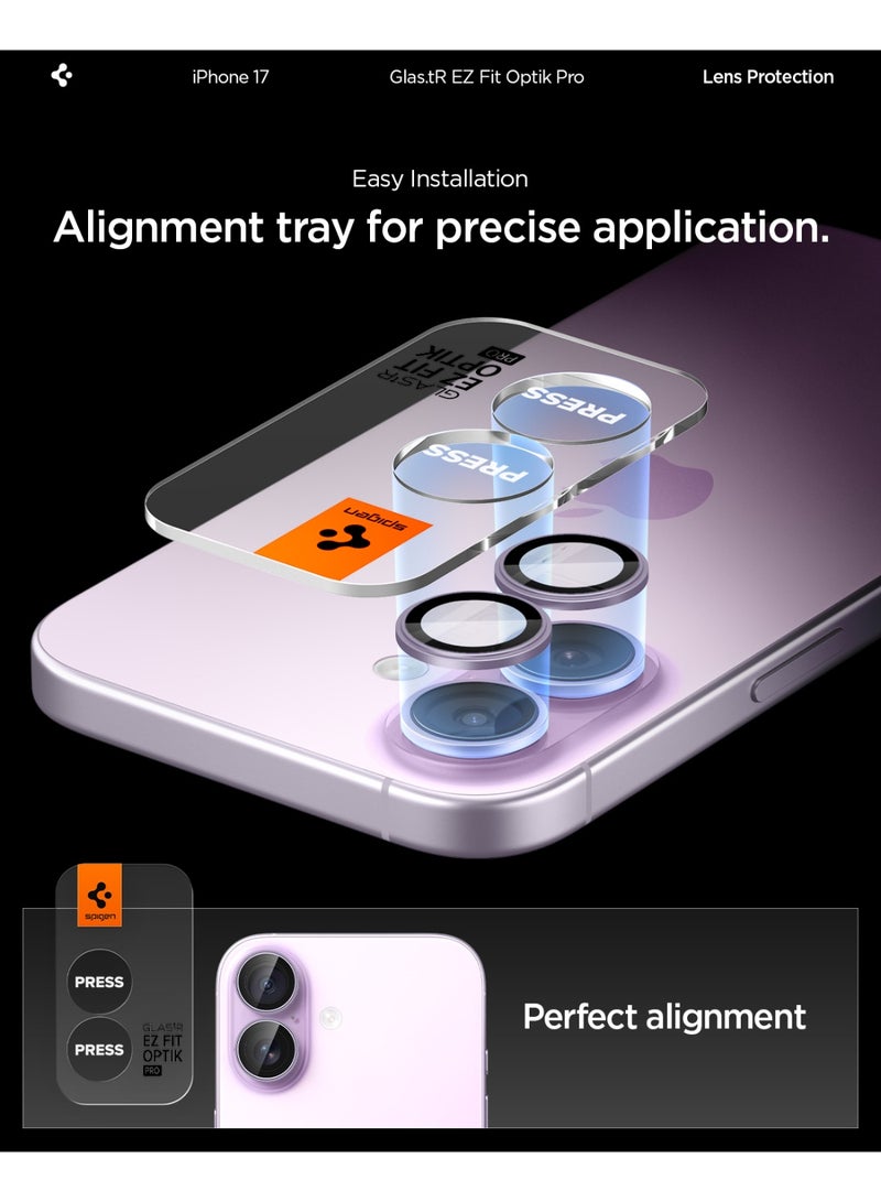 Spigen Camera Lens Protector [2 Pack] for iPhone 17 | iPhone 16 Plus | iPhone 16 GLAStR EZ-Fit Optik Pro  - Purple - Image 4