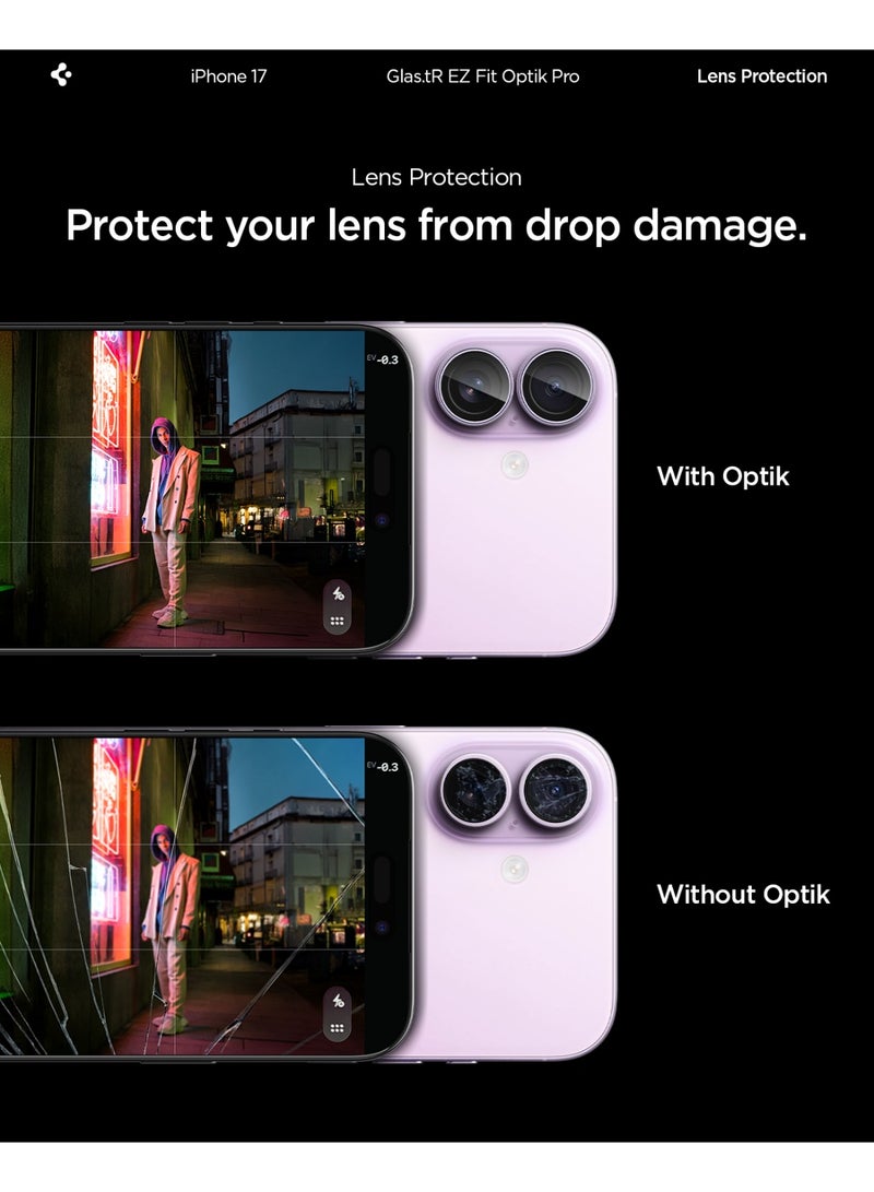 Spigen Camera Lens Protector [2 Pack] for iPhone 17 | iPhone 16 Plus | iPhone 16 GLAStR EZ-Fit Optik Pro  - Purple - Image 5