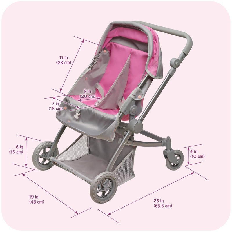 Badger Basket Voyage Twin Carriage Doll Stroller for 18 to 20-Inch Dolls with Rotating Pram Handle and Storage Features â€“ Perfect for Little Mommies on The Go! - Image 5