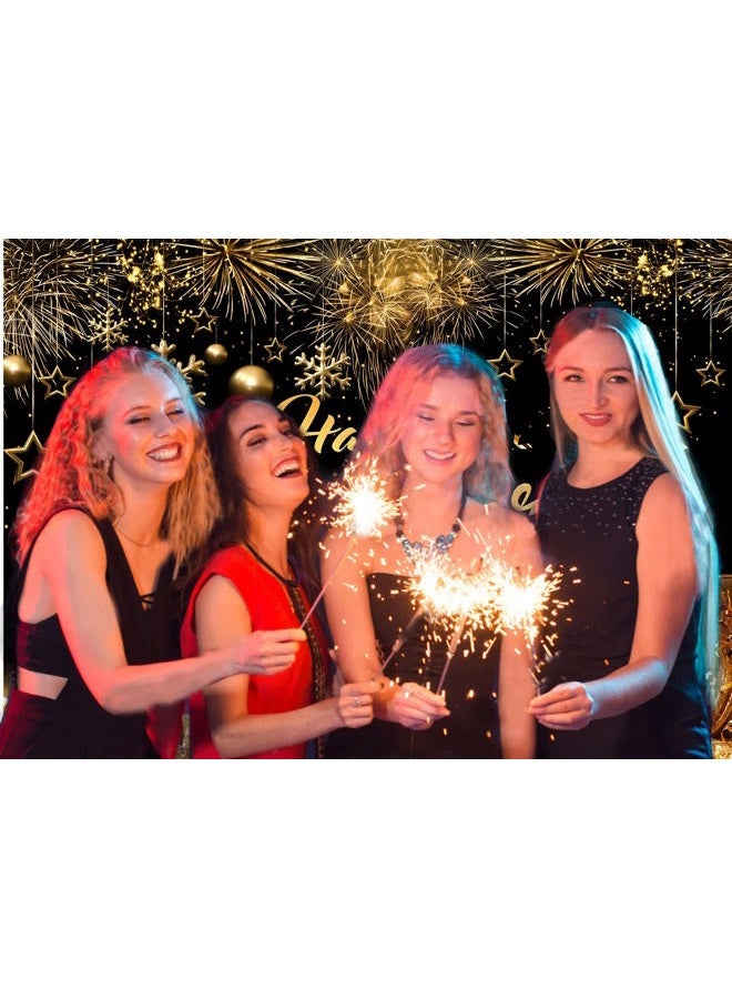 CYLYH 8X6FT 2023 Happy New Year Backdrop Black and Gold Photography Background New Year Holiday Party Banner New Year Eve Party Decoration New Year Christmas Party Decorations Banner D598 - Image 2