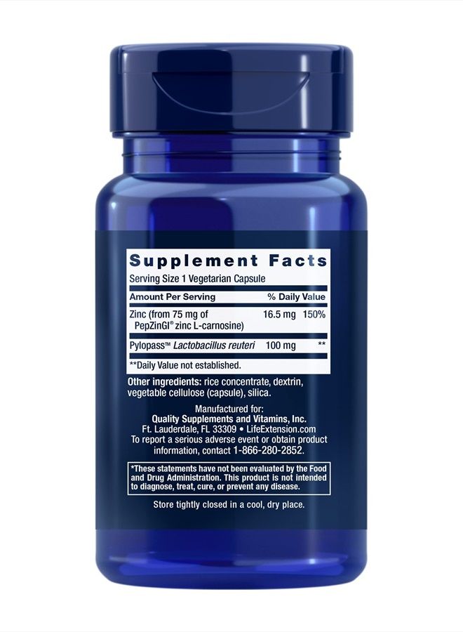 Life Extension Gastro-Ease - Digestive Health - Gastric Health Supplement with Zinc L-carnosine Plus Pylopass For Healthy Stomach Support - Non-GMO, Gluten-Free - 60 Vegetarian Capsules - Image 2