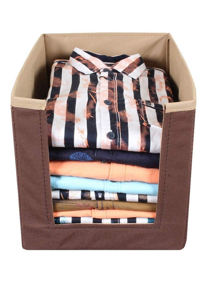 NANDANI GARMENTS NANDANI GARMENTS Shirt Stacker for Wardrobe | Non-Woven Clothes Organizer Box for Shirts | Foldable Shirt Storage Organizer with Handle and Divider for Closet Shelf Storage (Set of 2, Brown) - Image 1