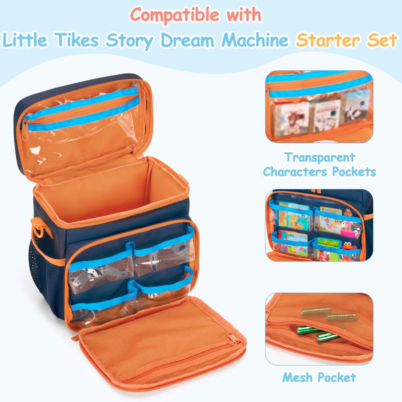 GRAOSO Carrying Case Compatible with Little Tikes Story Dream Machine Books Starter Set, Toy Storage Bag with Handle and Shoulder Strap for Storybook, Character, Accessory, Blue, Bag Only, Patented Design - Image 2