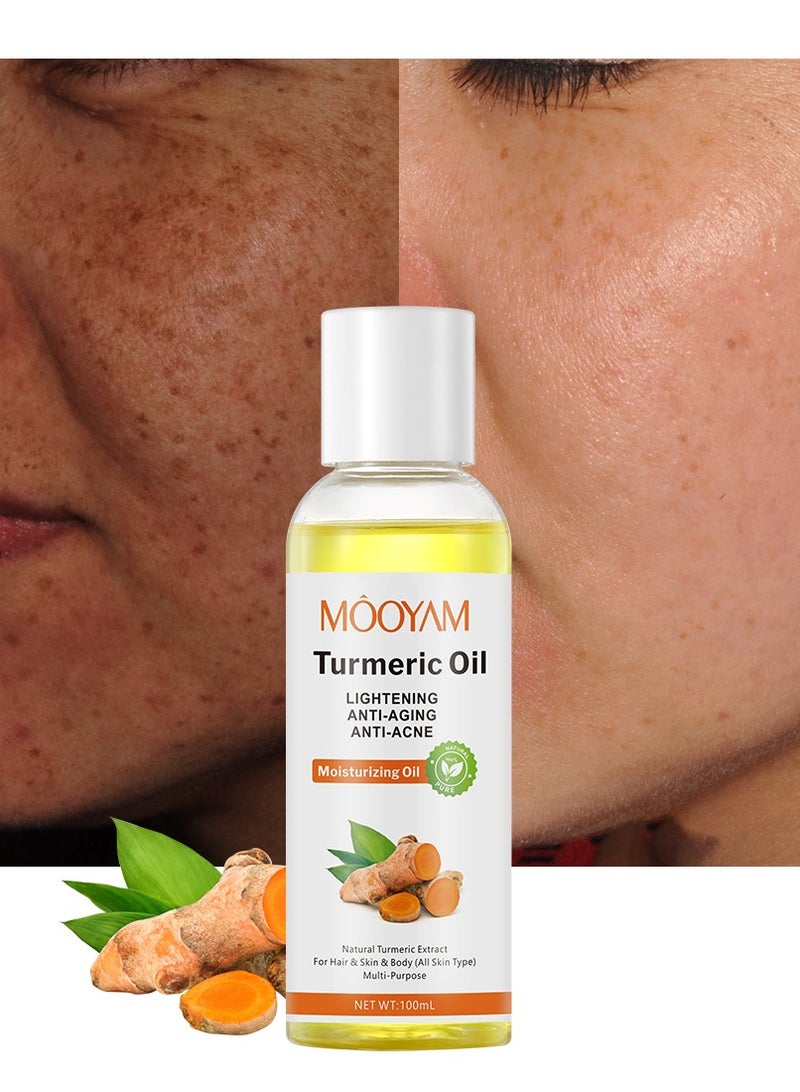 MOOYAM Turmeric Oil for Multi Purpose Lightening Anti Acne Anti Aging Moisturizing Oil Body Oil Face Hair Skin Body Care Nourish and Brighten Whitening Oil for All Skin Types - Image 2