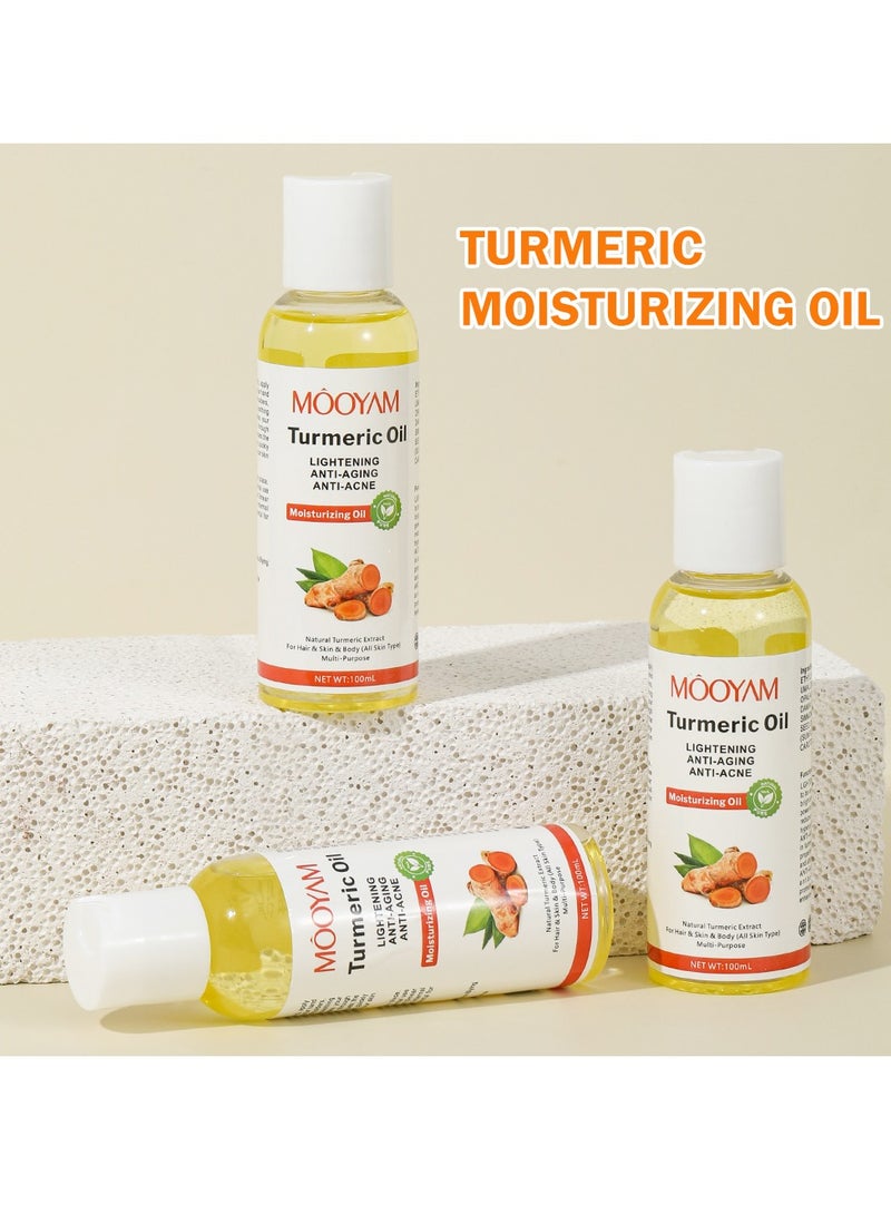 MOOYAM Turmeric Oil for Multi Purpose Lightening Anti Acne Anti Aging Moisturizing Oil Body Oil Face Hair Skin Body Care Nourish and Brighten Whitening Oil for All Skin Types - Image 5